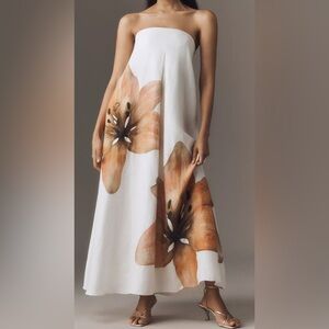 Significant Other White & Orange Parisa Linen Dress